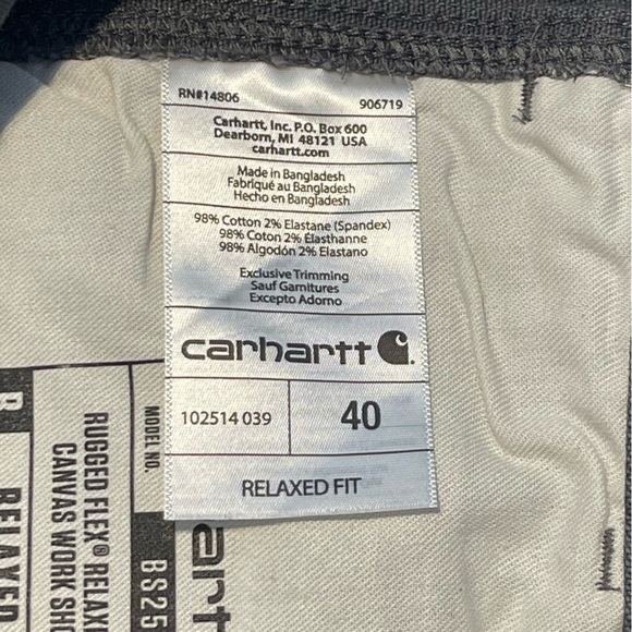 Carhartt Mens Rugged Flex Gray Canvas Work Cargo Shorts Size 40 NWOT - Picture 5 of 6
